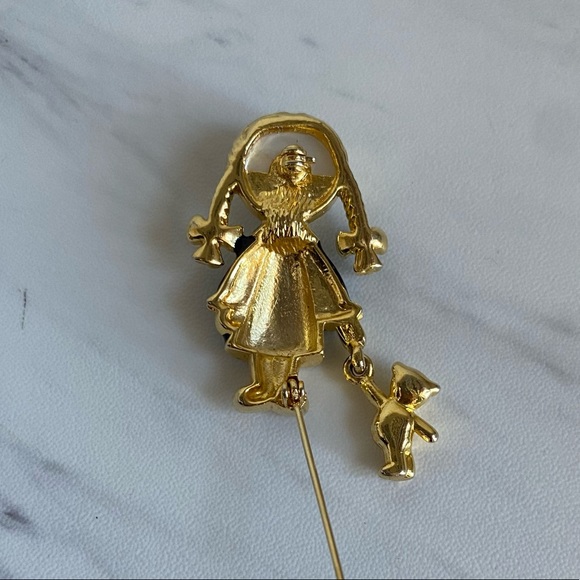 Vintage Little Girl with Teddy Bear Pin Brooch - Picture 10 of 12